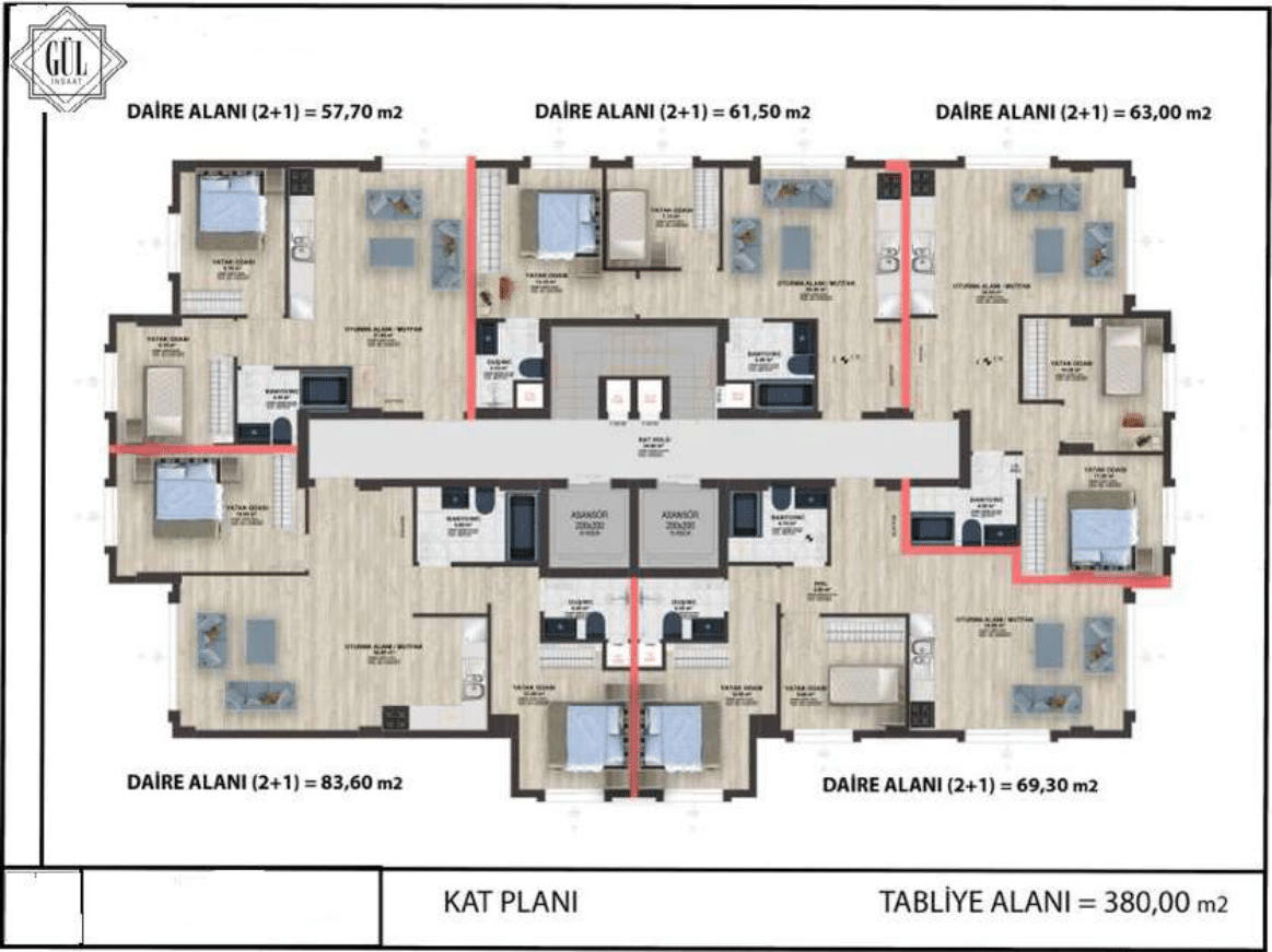 KÖRFEZ 45 KAT PLANI - 1